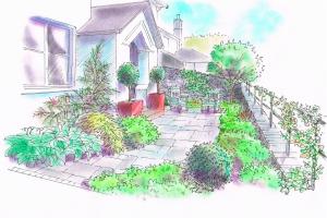 Concept drawing for the Langdale garden of the proposed house entrance Concept drawing for the Langdale garden of the proposed house entrance